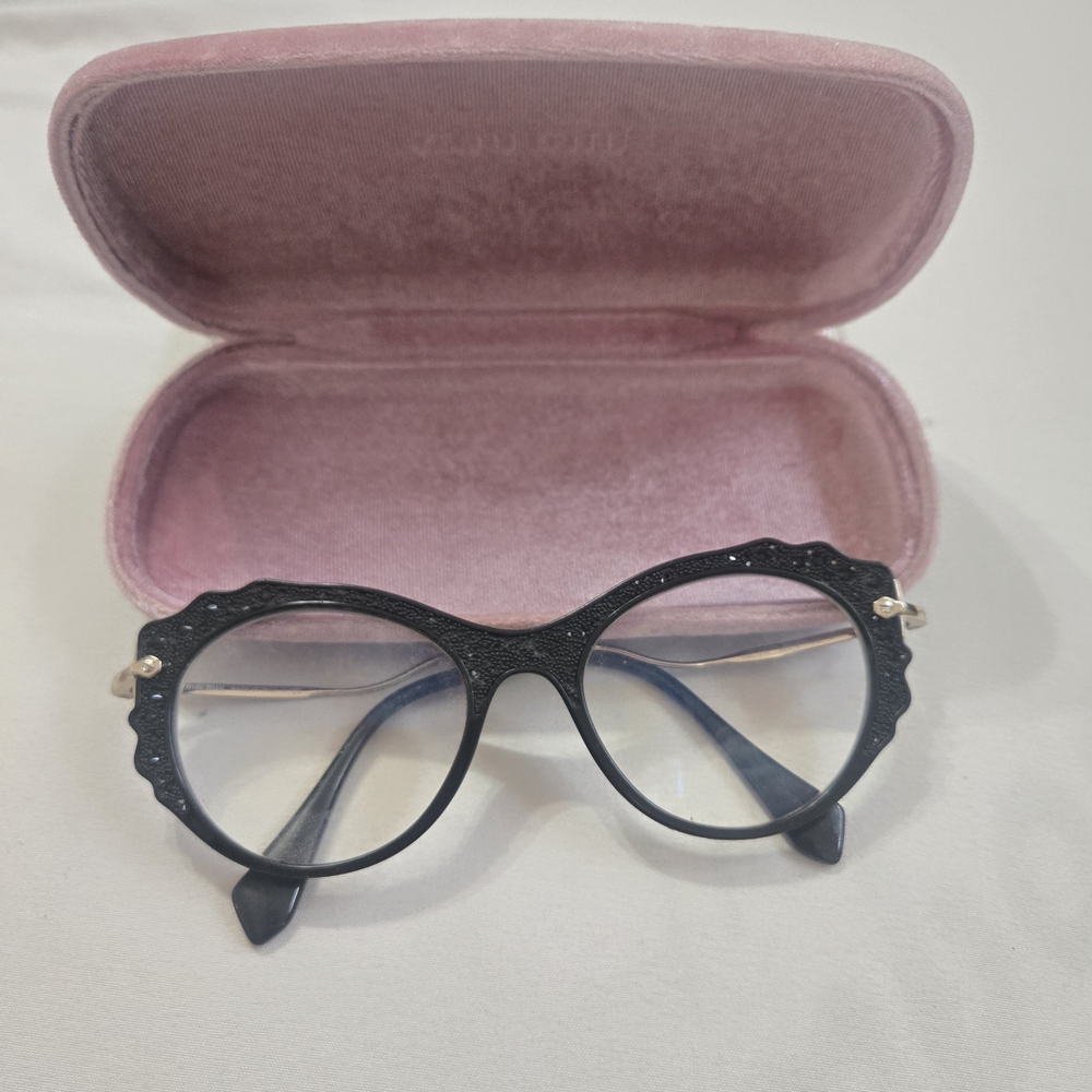 Miu Miu Black Women's Glasses with Pink Case